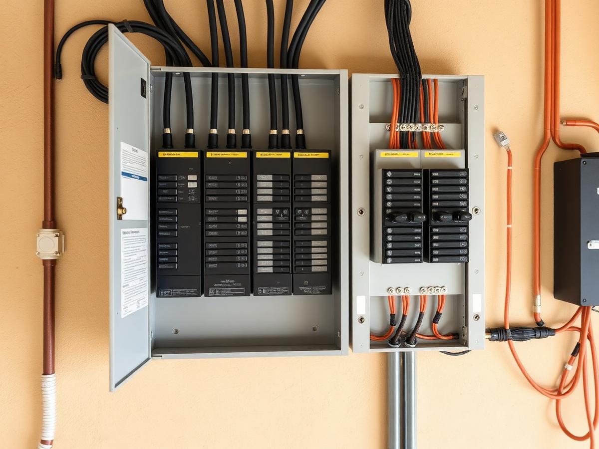 Upgraded residential electrical panel with labeled breakers and new wiring